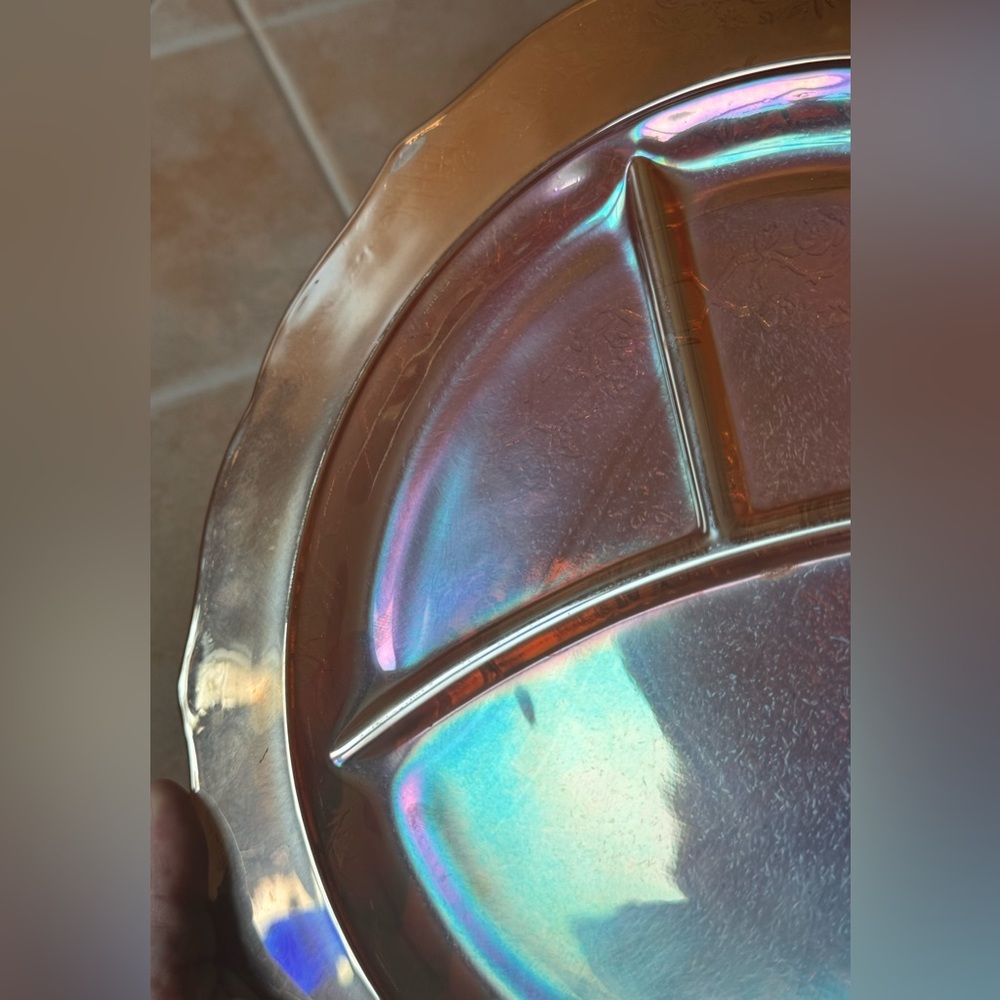 Vintage Federal Glass Iridescent Divided Plate✨ - Picture 8 of 12